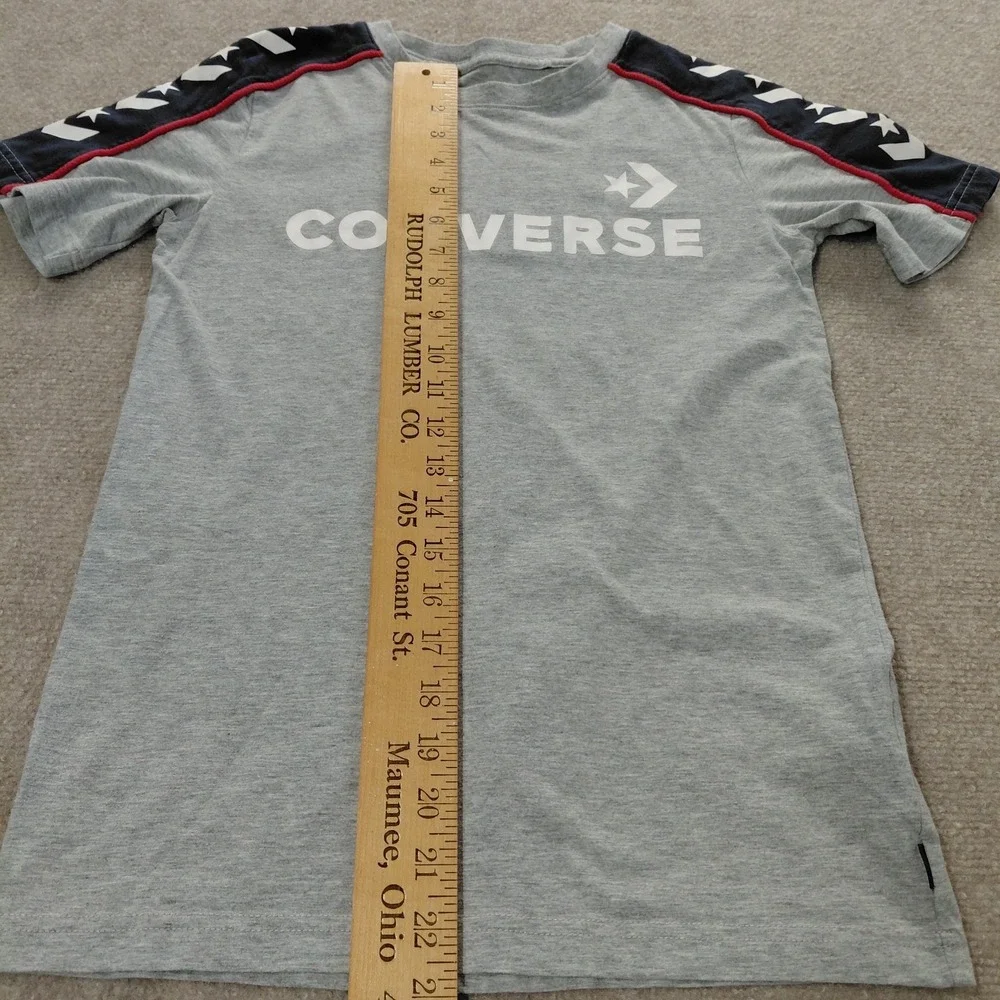 Converse All Star Shirt Boys Large Gray Chevron Graphic Tee Shirt Casual 12-13yr